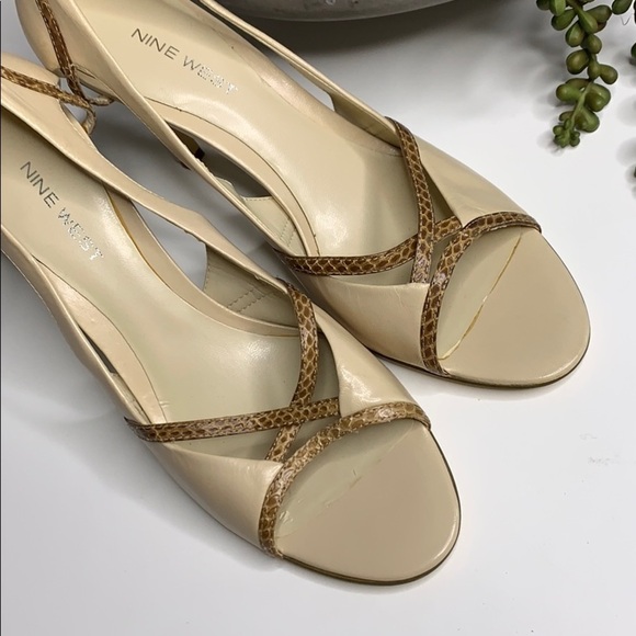 Nine West Cut Out Faux Croc Detail open toe heels neutral 8 - Picture 5 of 8